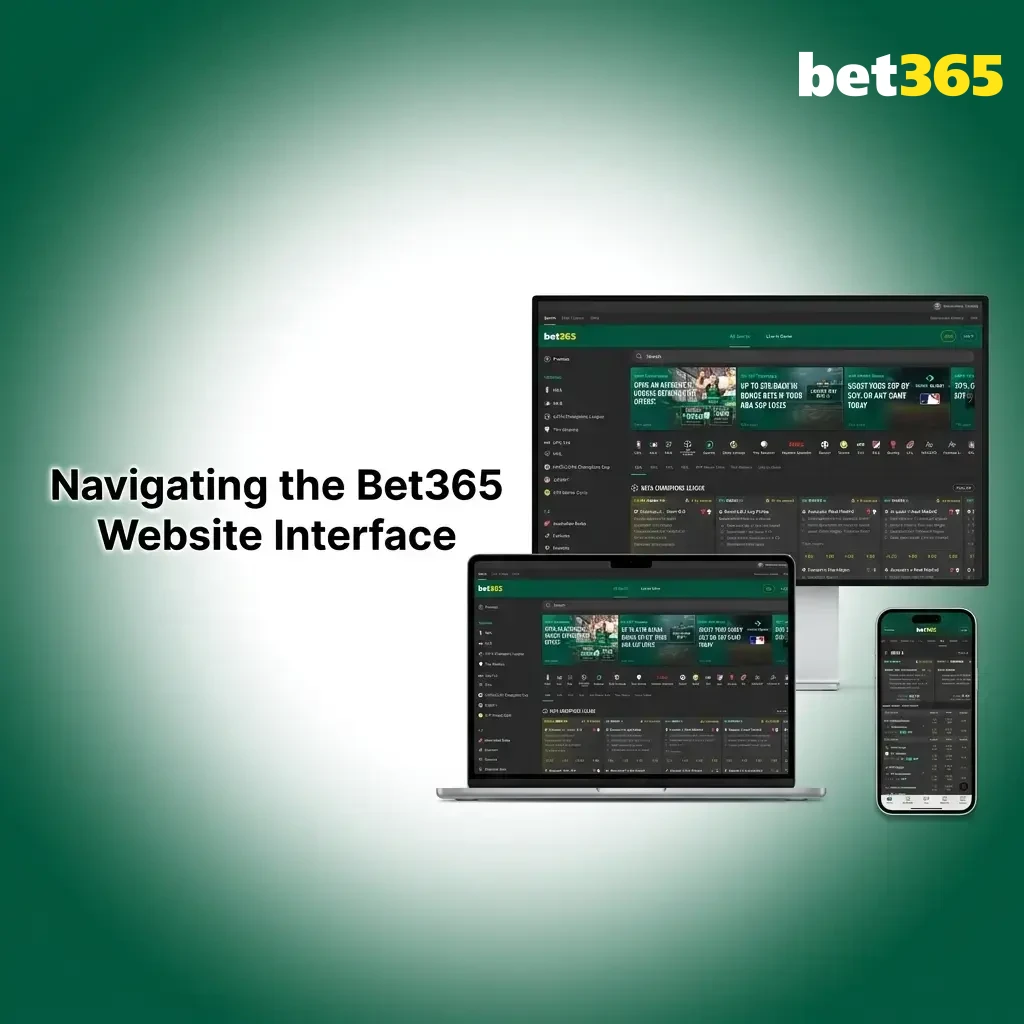 Bet365 website interface showing top navigation bar with Sports, Casino, In-Play, and Promotions sections on desktop